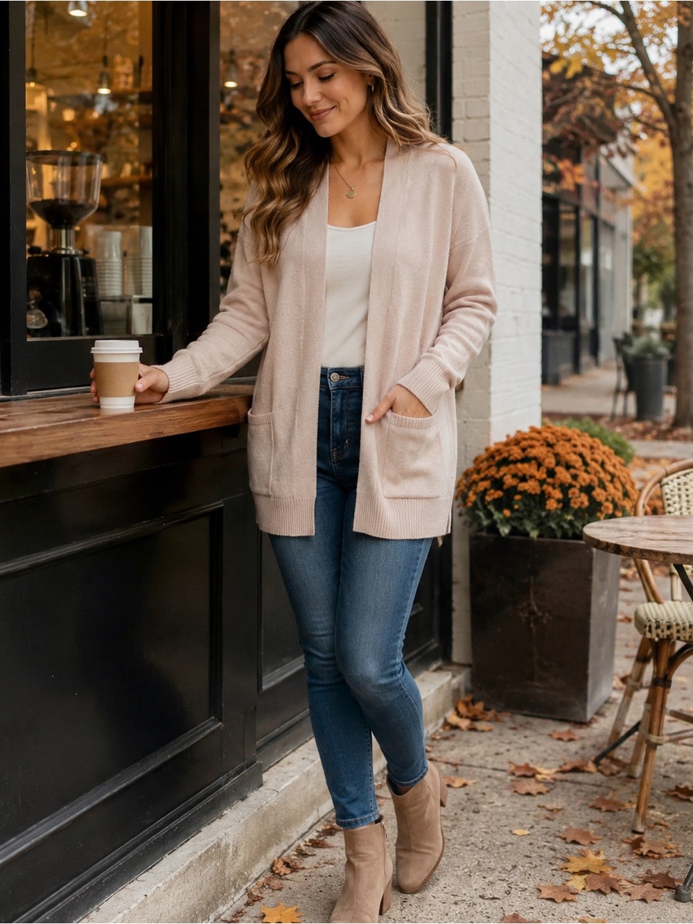 Workshop Republic Clothing Blush Open-Front Women's Cardigan